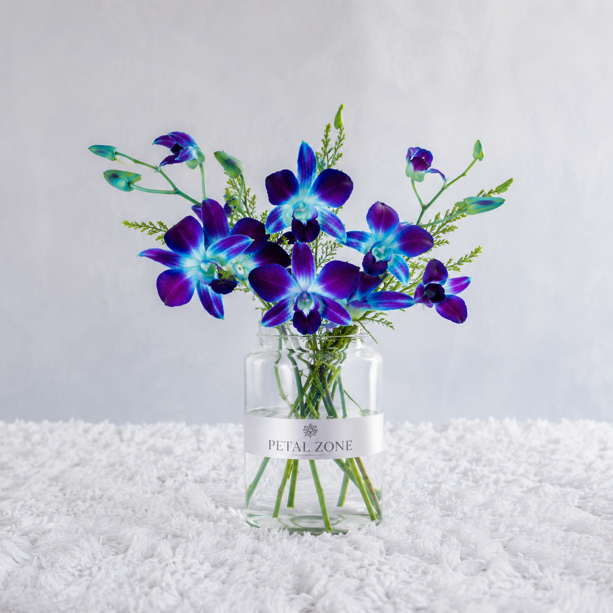 A Vase of Azure Dreams – 10 Blue Orchids