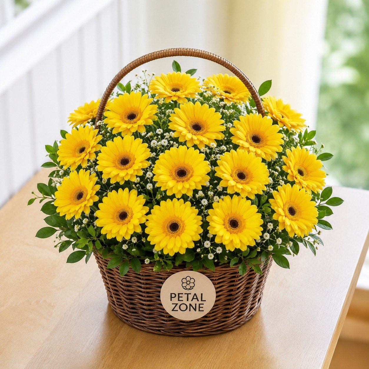 A Basket of Golden Sunshine – 20 Yellow Gerberas Basket