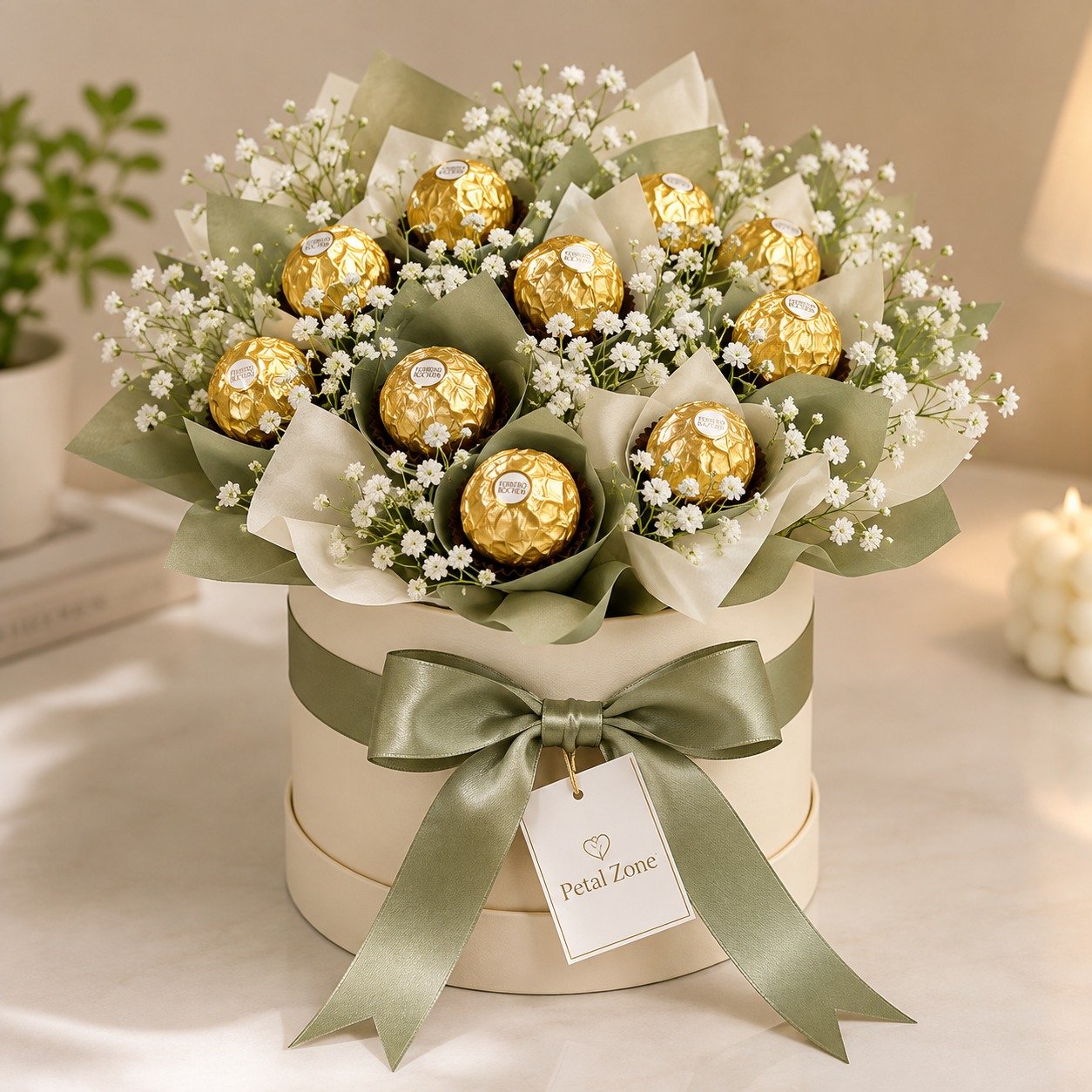 Elegant Gold Box – Box Style Ferrero Bouquet