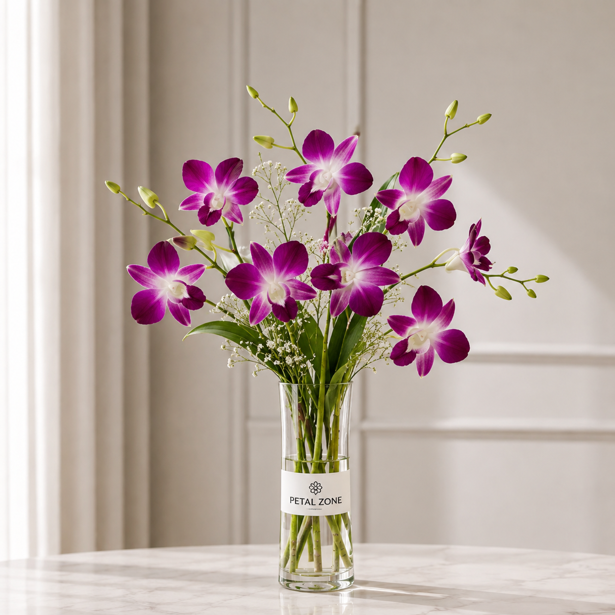 A Vase of Violet Elegance – 10 Purple Orchids
