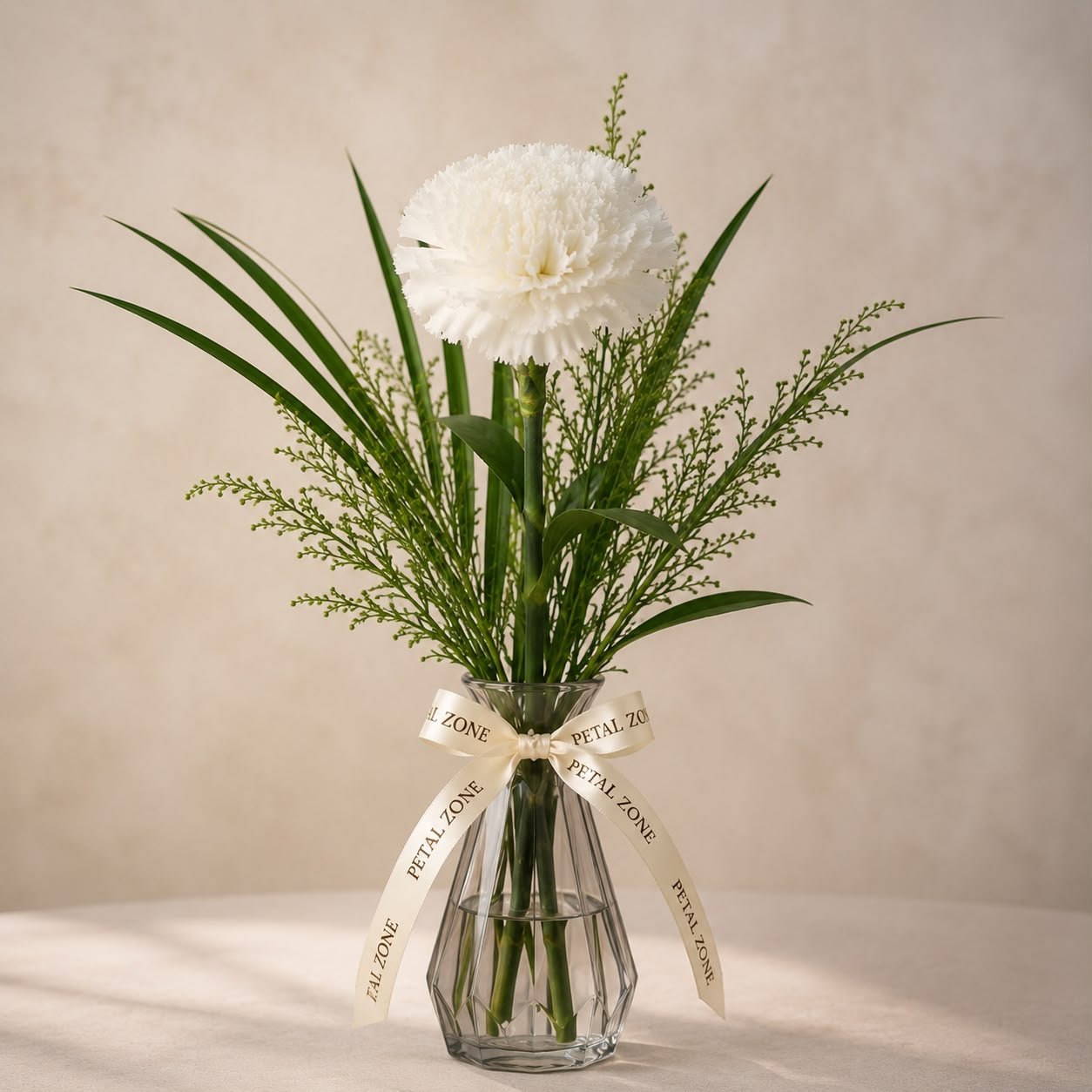 A Whisper of Purity – Single White Carnation Vase