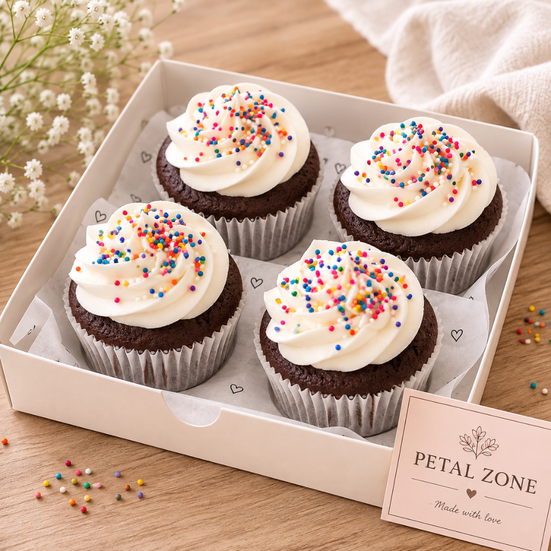 Chocolate Bliss Box – 4-Piece Cupcake Box