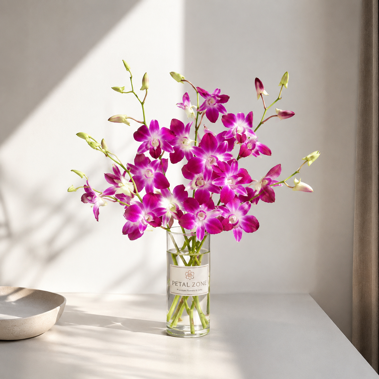 A Symphony of Purple Luxury – 20 Purple Orchids Vase