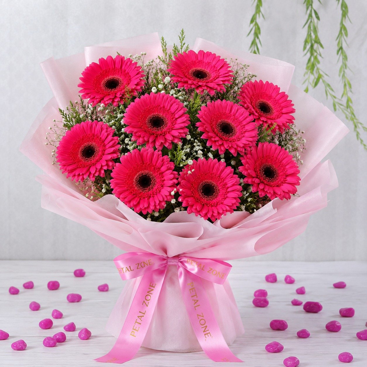 A Bouquet of Citrus Cheer – 10 Orange Gerberas Flat Bouquet