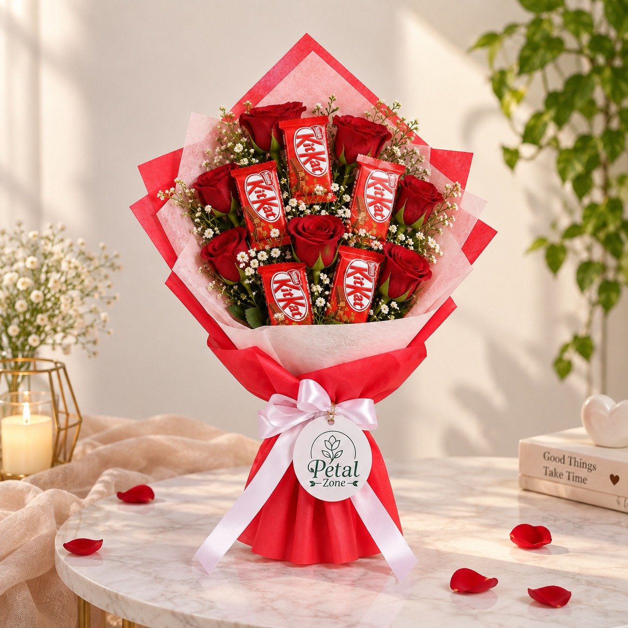 Sweet Love Break – Kit Kat & Rose Bouquet