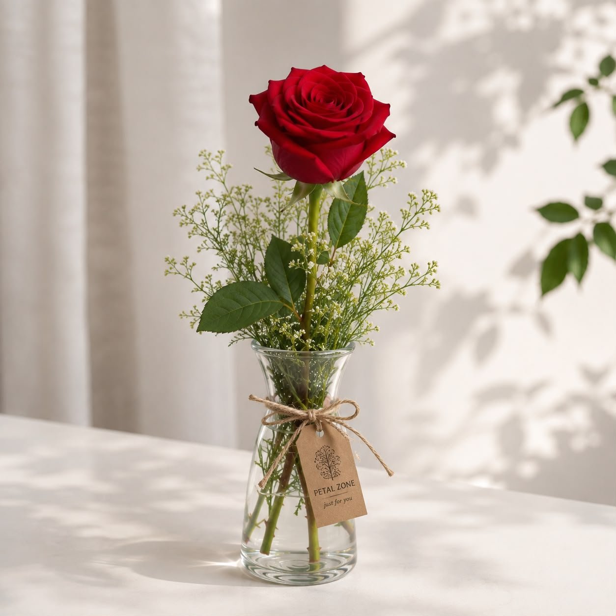 Elegant Fresh 1 Red Rose Flower Vase 3