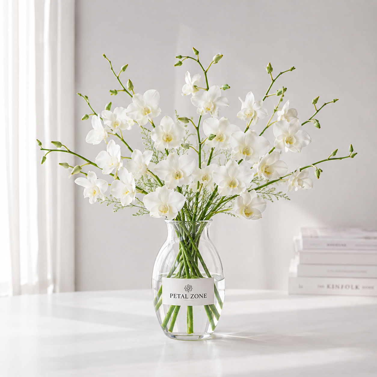 A Symphony of White Luxury – 20 White Orchids Vase 2