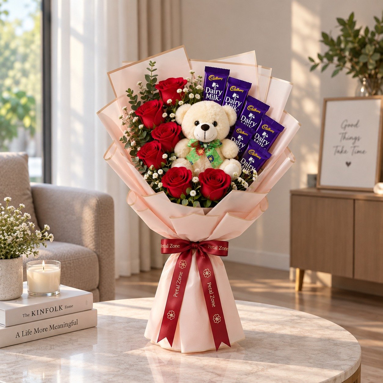 Cuddle & Chocolate – Teddy & Dairy Milk Bouquet 2
