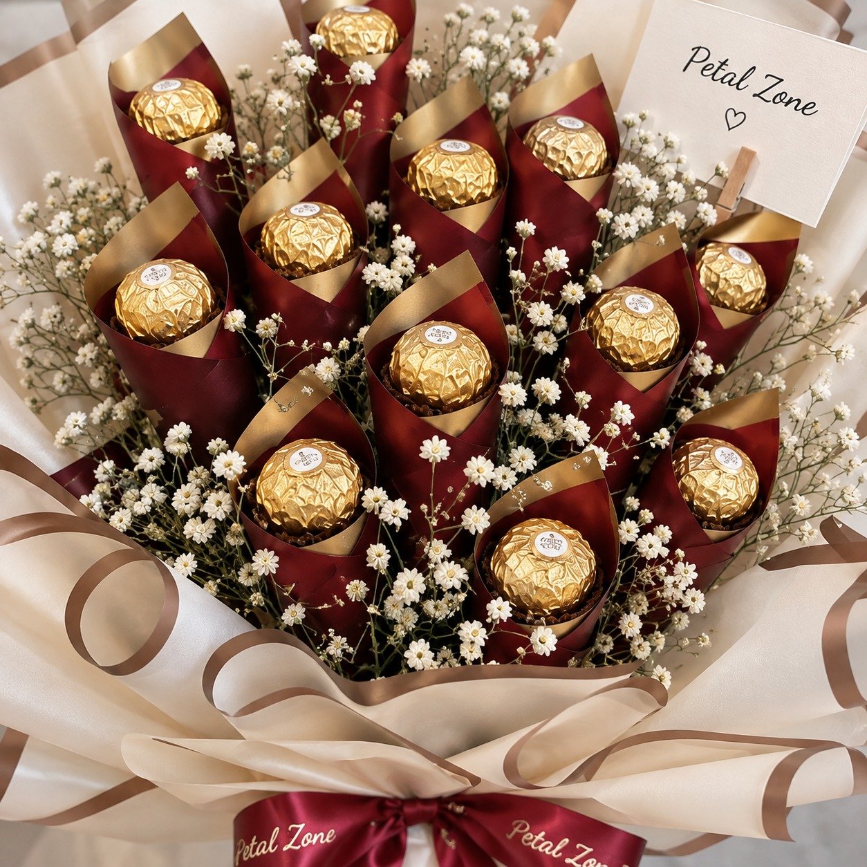 Golden Cone Charm – Cone Style Ferrero Bouquet 3
