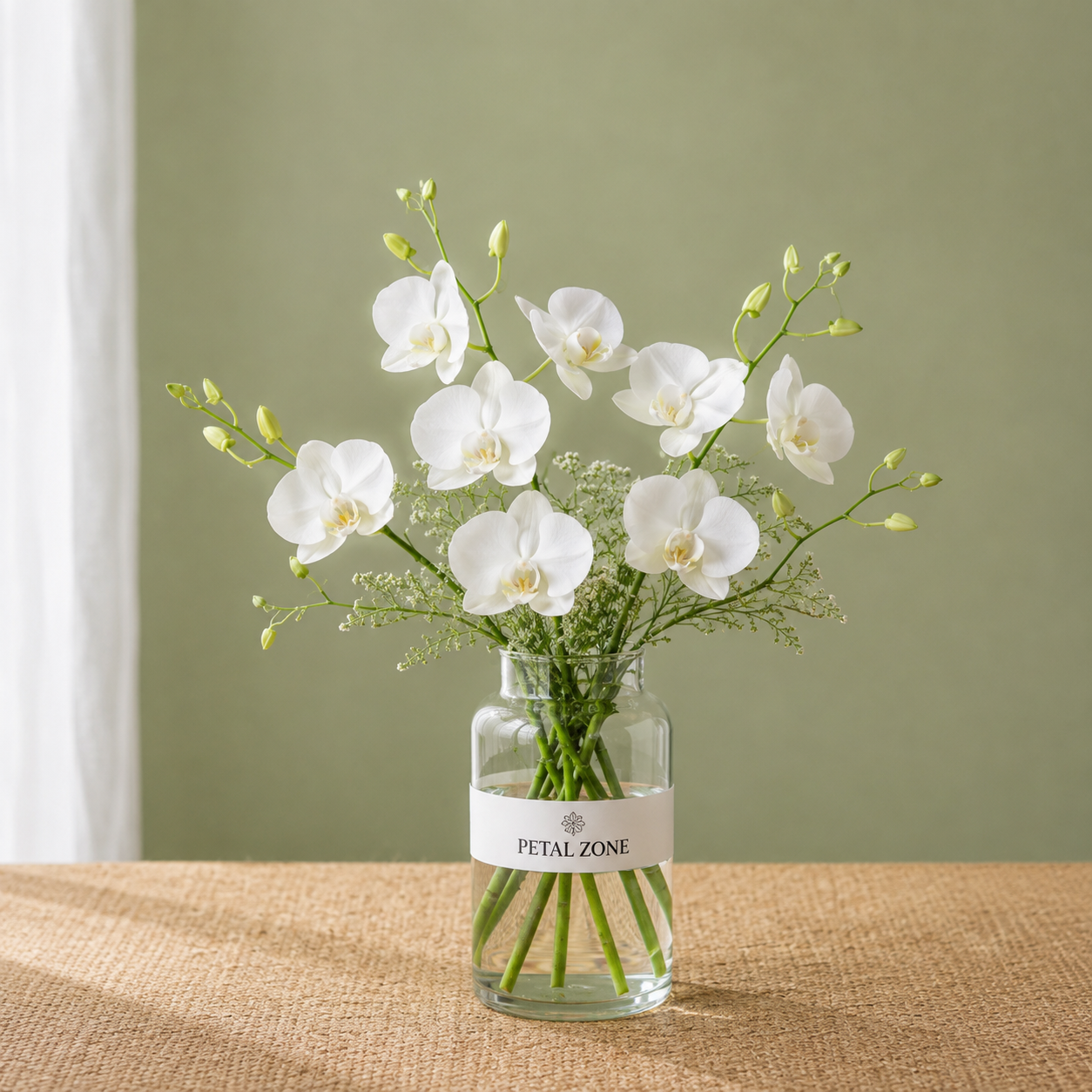 A Vase of Ivory Grace – 10 White Orchids 2