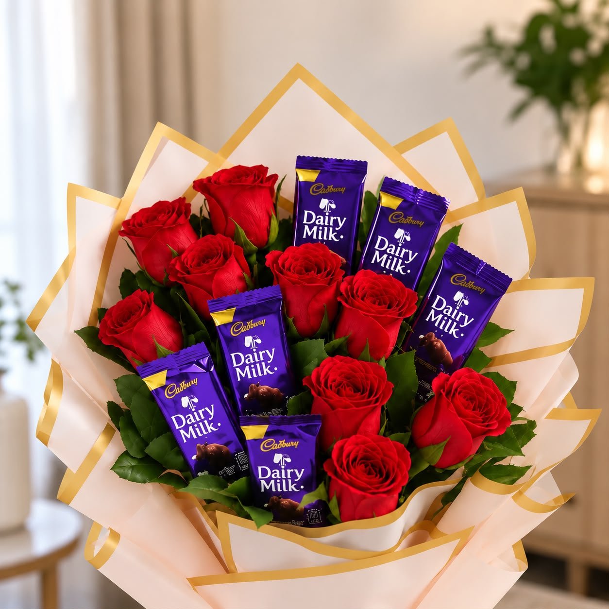 Sweet Romance – Dairy Milk & Rose Bouquet 2