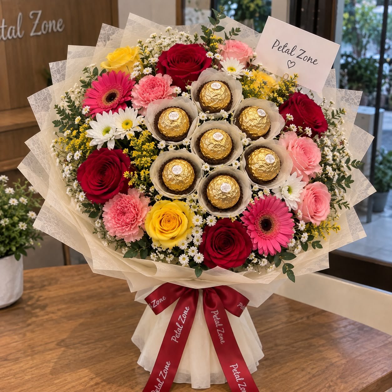 Bloom & Bliss – Mixed Flower Ferrero Bouquet 2