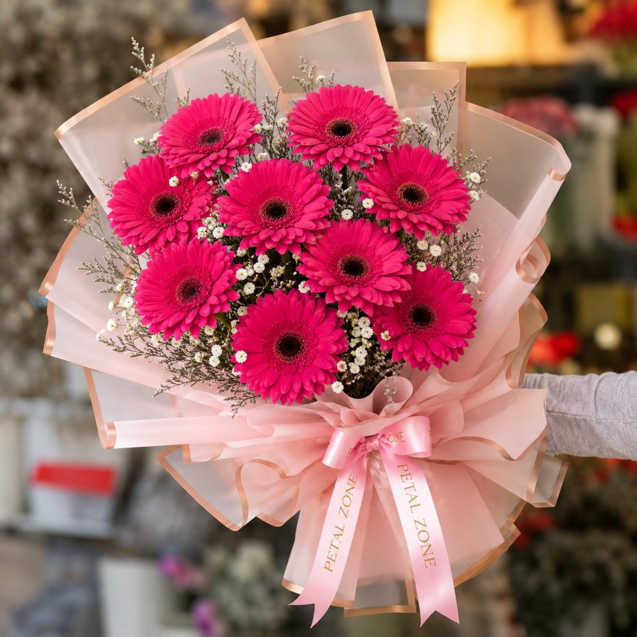 A Bouquet of Citrus Cheer – 10 Orange Gerberas Flat Bouquet 2