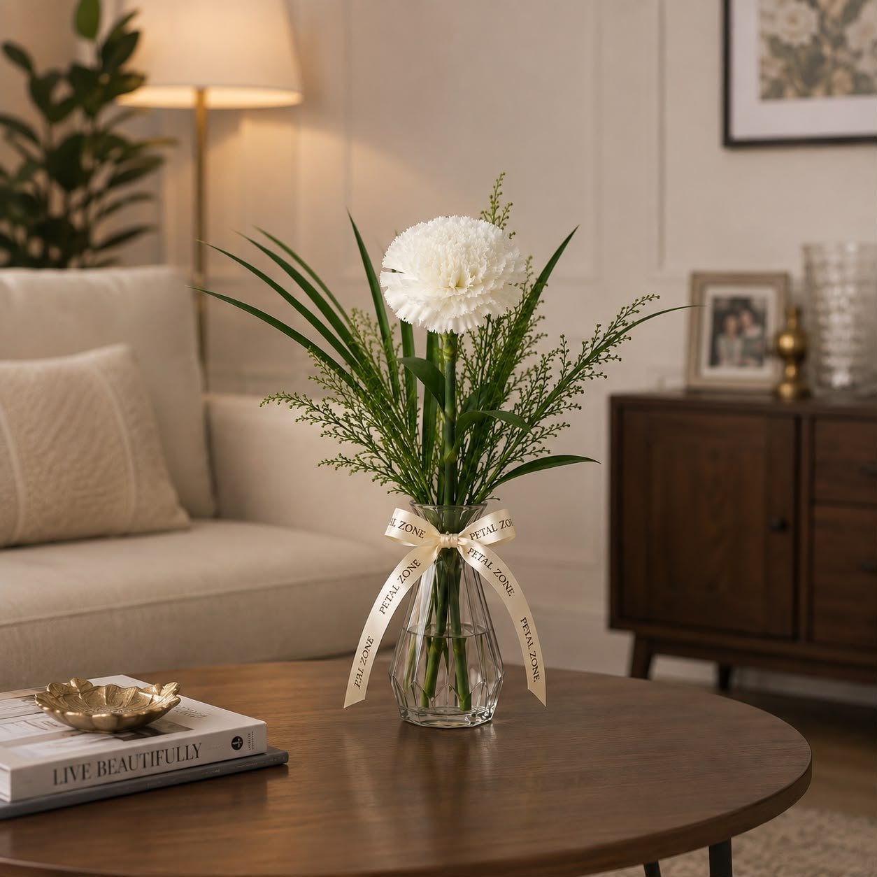 A Whisper of Purity – Single White Carnation Vase 2