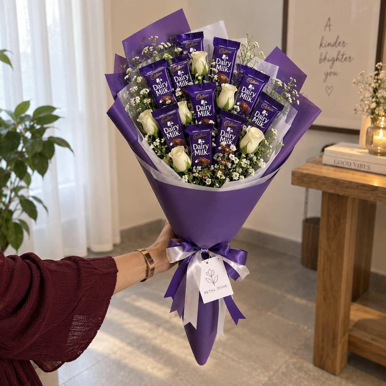 Purple Cone Charm – Cone Style Dairy Milk Bouquet 2