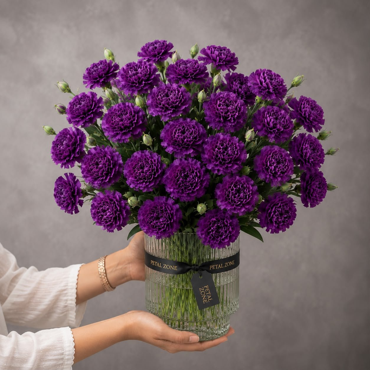 A Garden of Purple Dreams – 25 Purple Carnations Vase 2
