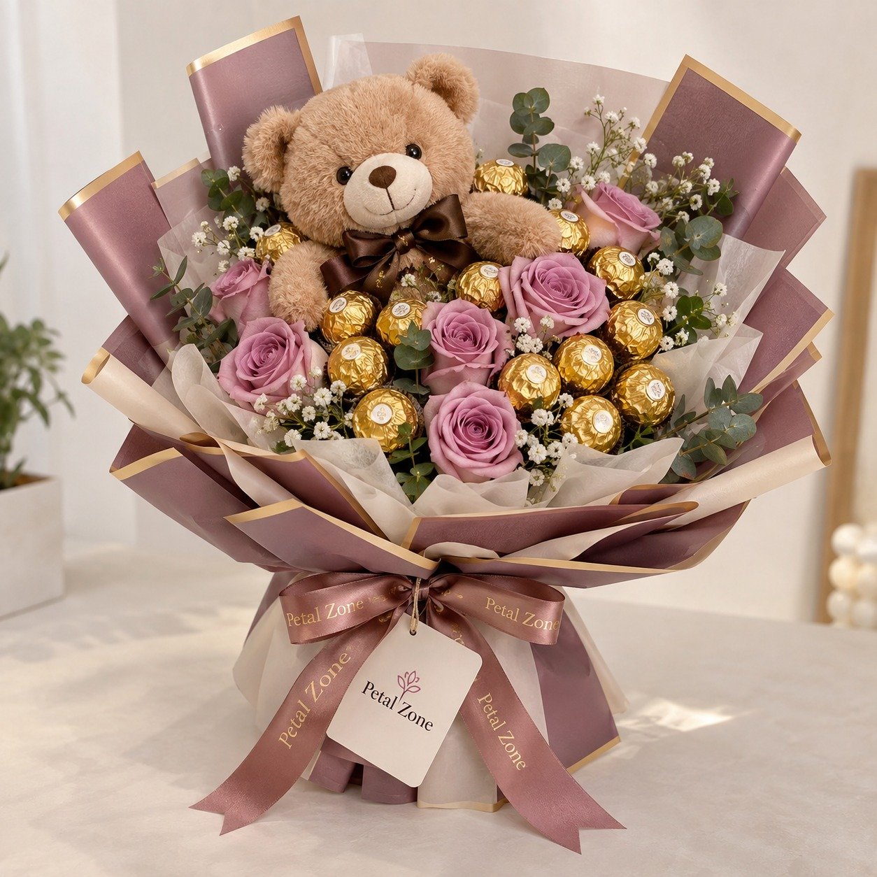 Sweet Cuddle – Teddy & Ferrero Rocher Bouquet 2