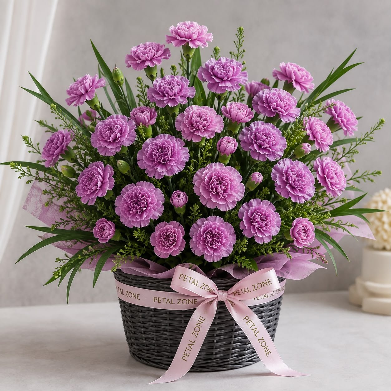 A Basket of Purple Dreams – 25 Purple Carnations Basket 2