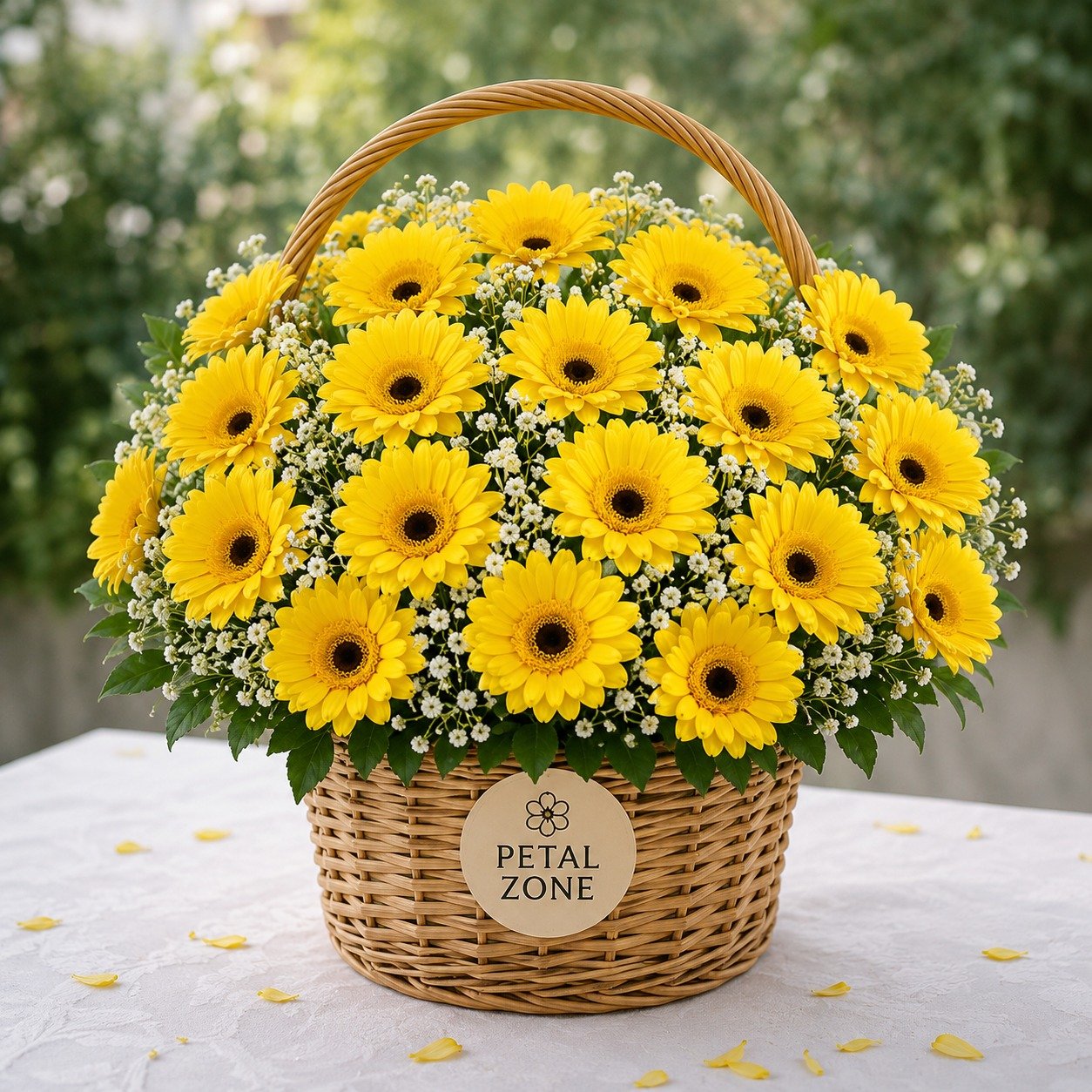 A Basket of Golden Sunshine – 20 Yellow Gerberas Basket 2