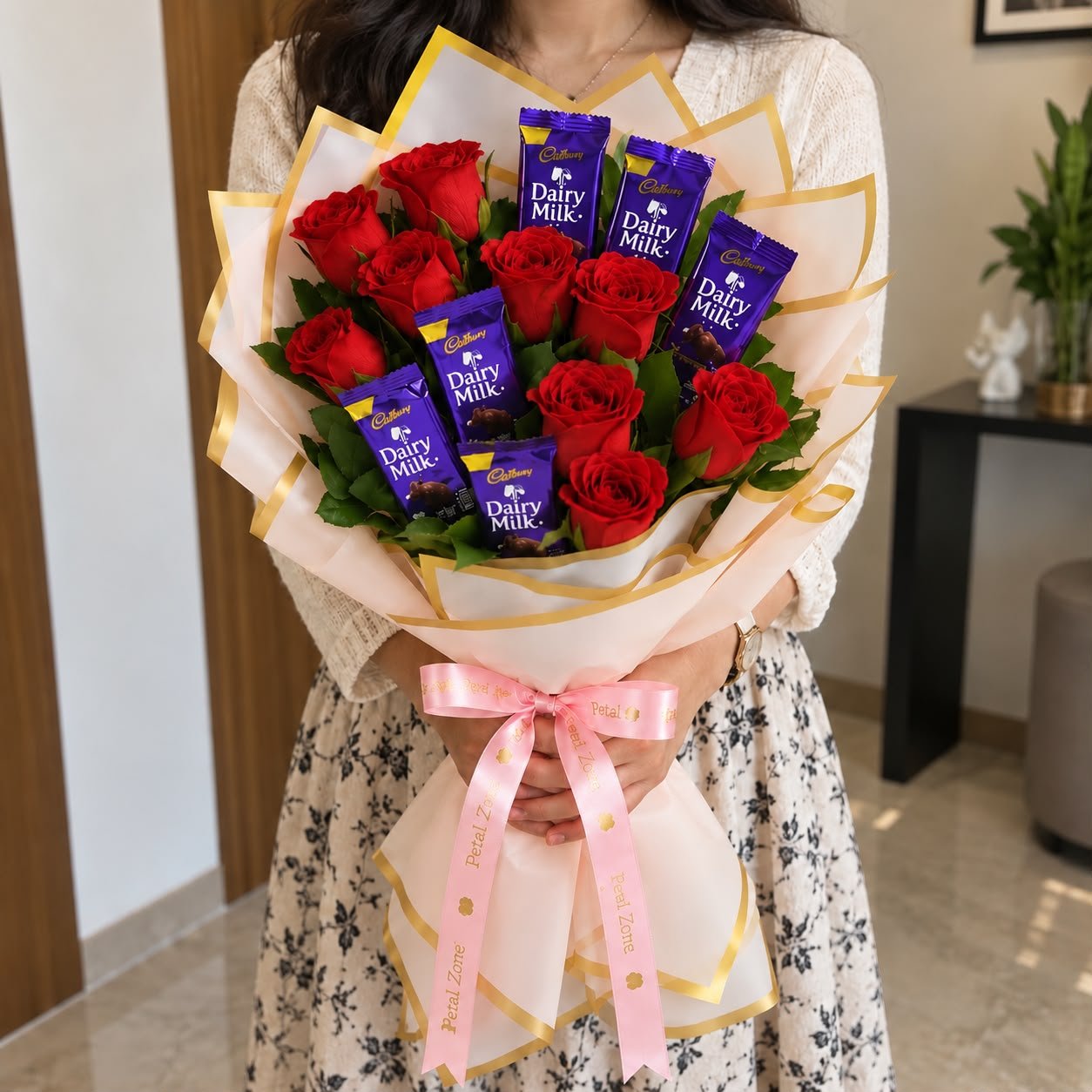Sweet Romance – Dairy Milk & Rose Bouquet 3