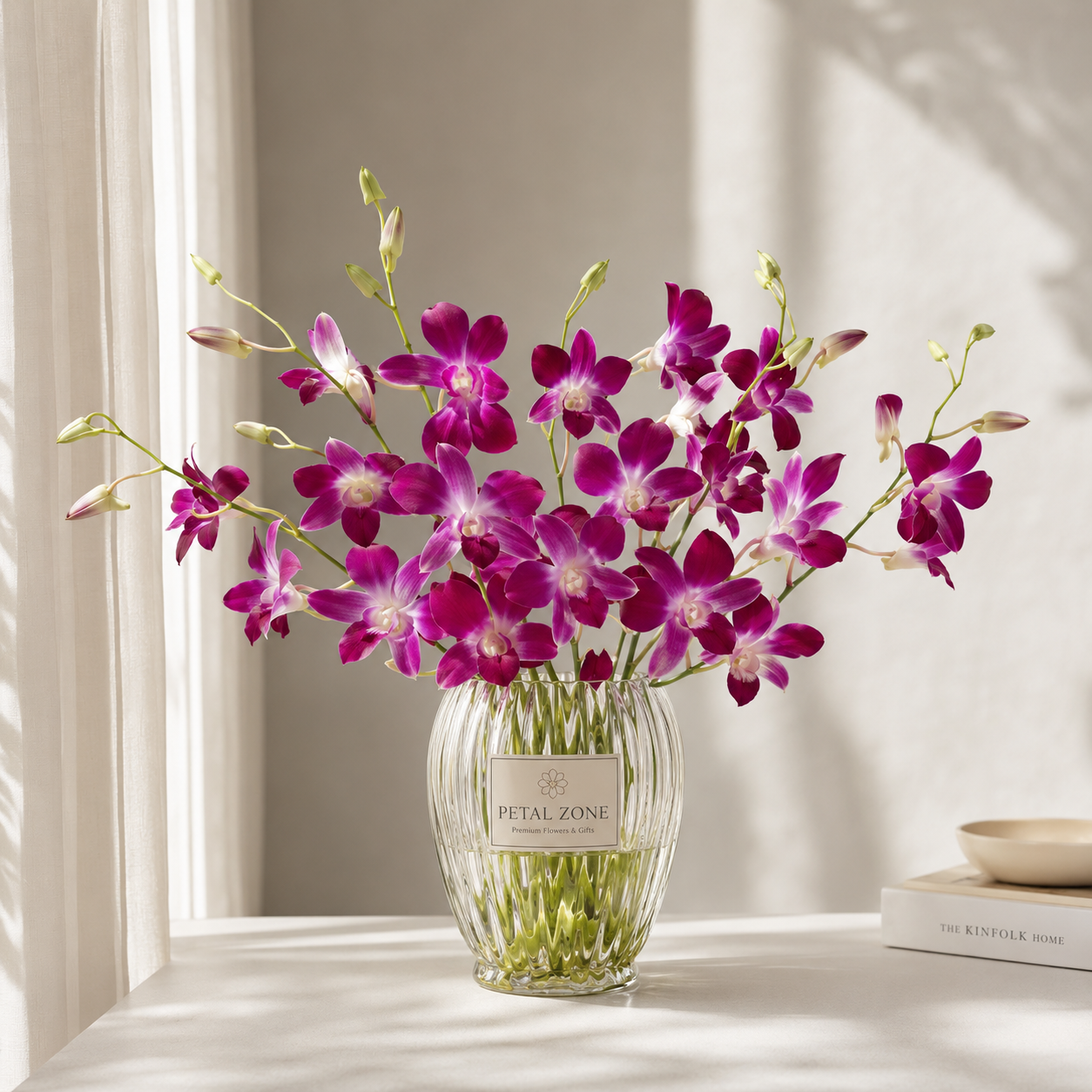 A Symphony of Purple Luxury – 20 Purple Orchids Vase 2