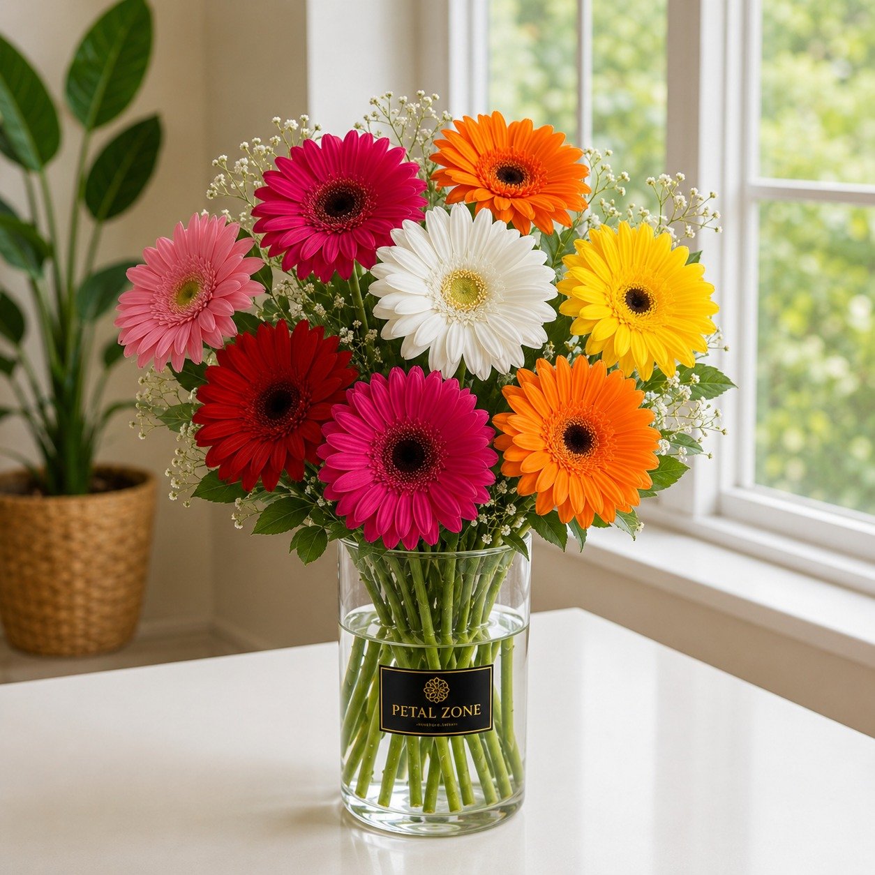 A Rainbow of Blooms – 12 Multicolour Gerberas Vase 2