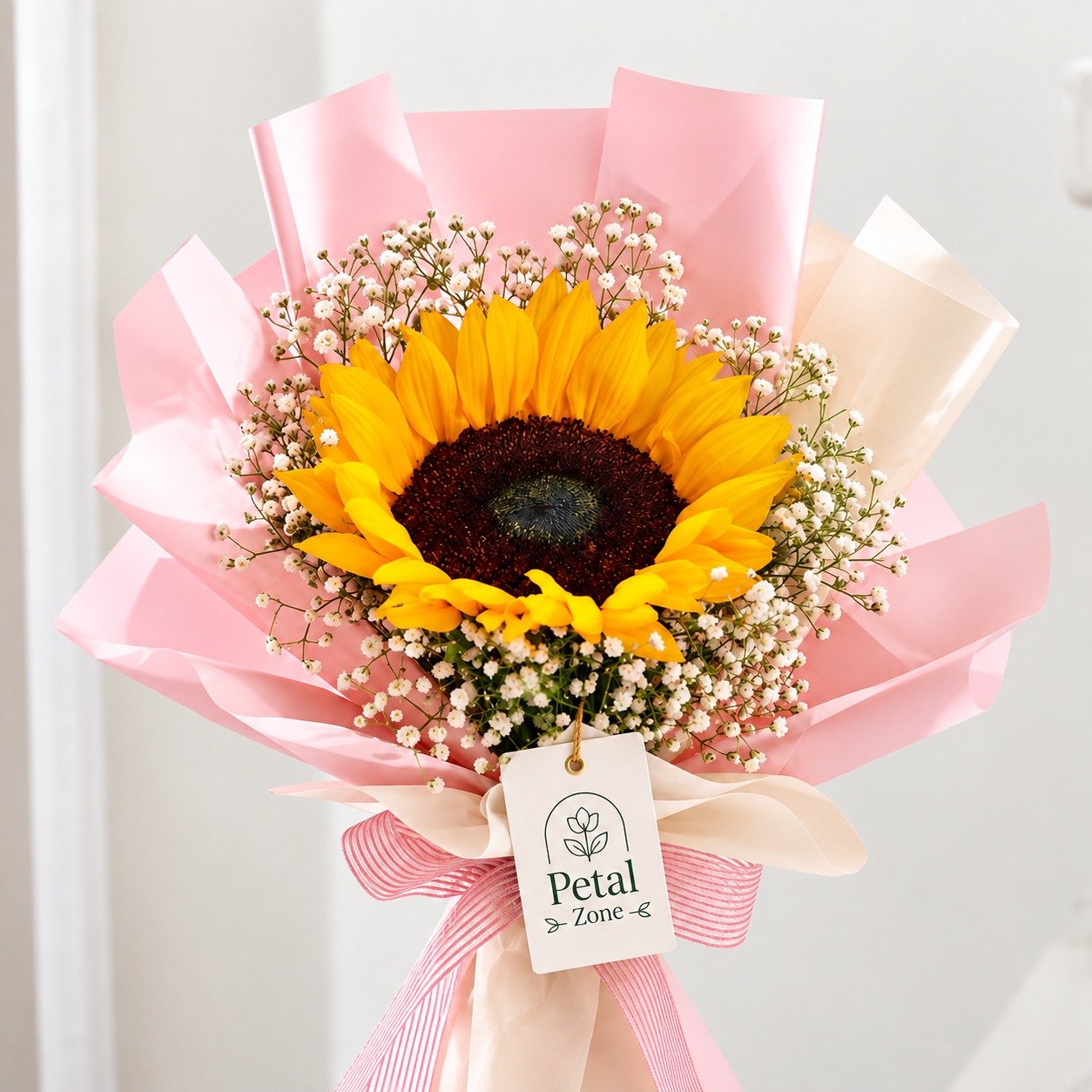 Single Sunshine – 1 Sunflower Flat Bouquet 3