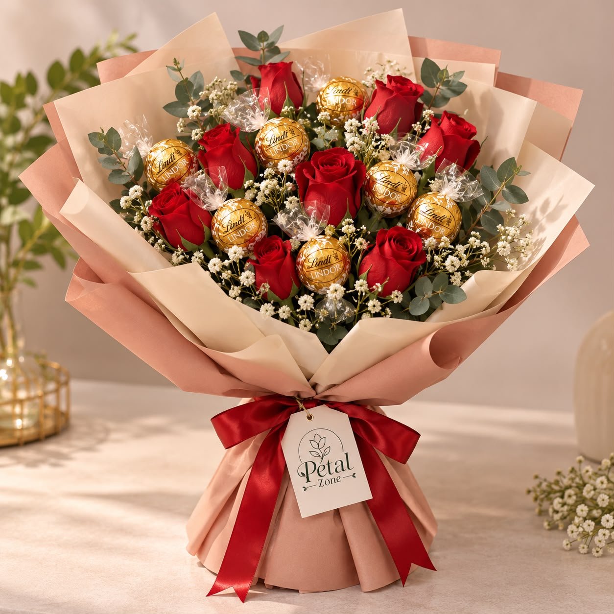 Golden Romance – Lindt & Rose Bouquet