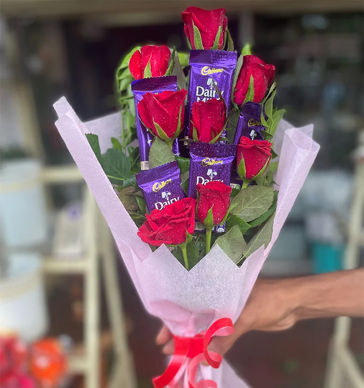 Red Rose with Dairy Milk