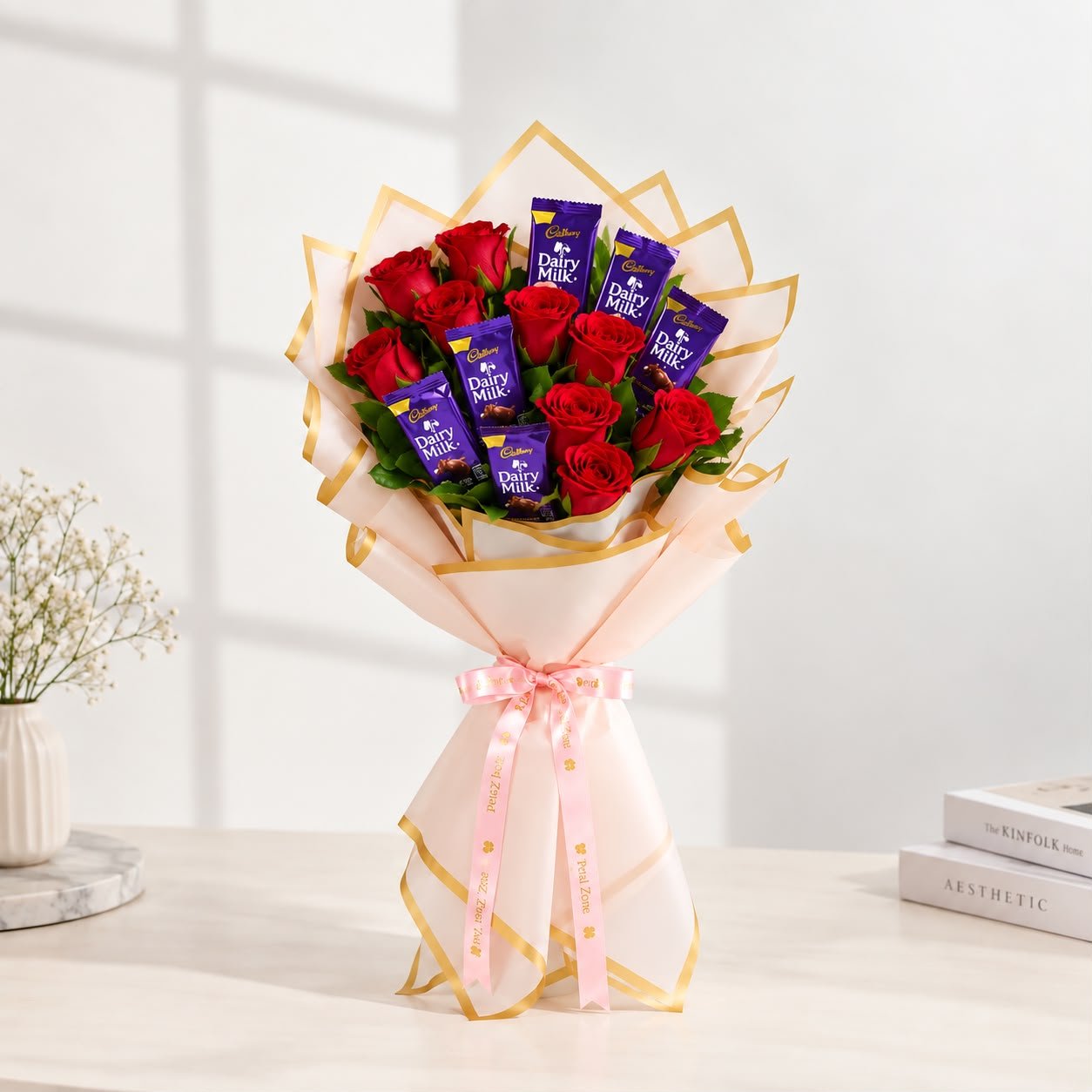 Sweet Romance – Dairy Milk & Rose Bouquet