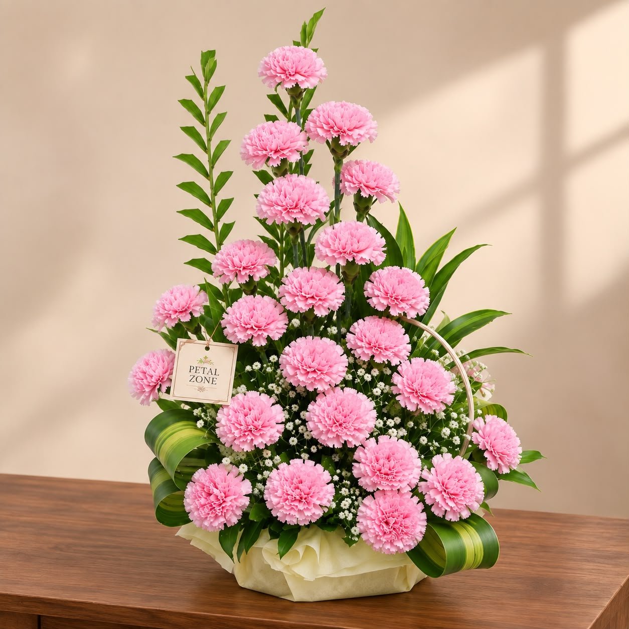Eighteen Blooms of Sweetness – 18 Pink Carnations Basket